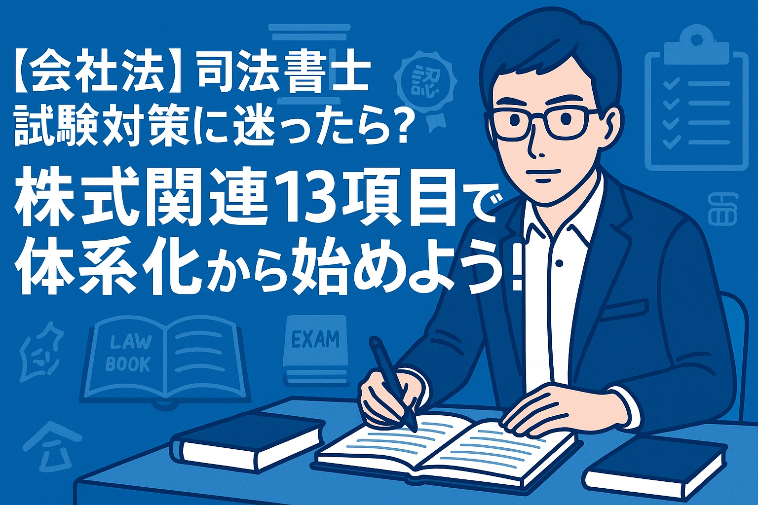 【会社法】司法書士試験対策に迷ったら？株式関連13項目で体系化から始めよう！